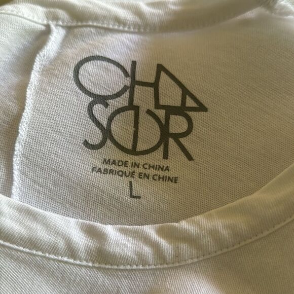 Chaser white cotton muscle tank top with painted flamingos. Large. - Picture 6 of 6